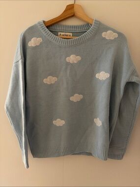 Light Blue Cloud Crewneck Sweater